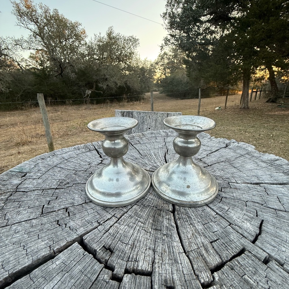 Vintage Silver Pewter Candle Holders